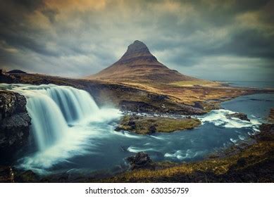 Kirkjufell Mountain Waterfall Cascades Iceland Stock Photo (Edit Now ...