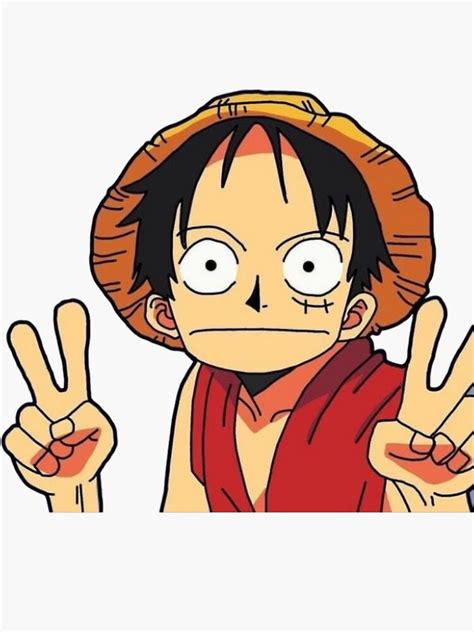 "Luffy One Piece funny peace sign" Sticker for Sale by cyralavy | Redbubble