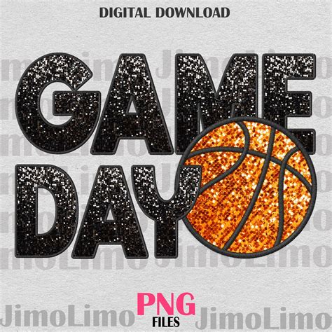 Game Day Basketball Png Faux Embroidery Faux Glitter Sequins PNG ...