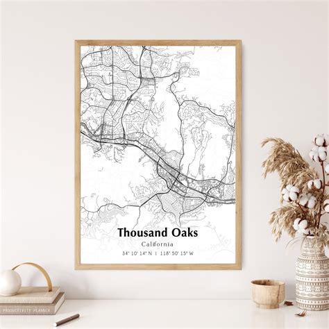 Map of Thousand Oaks Digital File, Modern City Map, Thousand Oaks ...