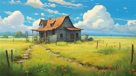 Premium AI Image | Anime Landscape in Studio Ghibli Style