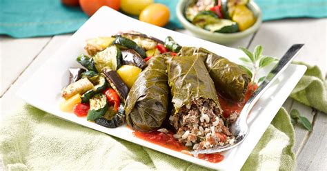 Stuffed Grape Leaves with Tomato Sauce