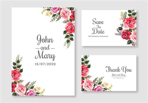 Colorful Floral Wedding Cards Set 1041338 Vector Art at Vecteezy