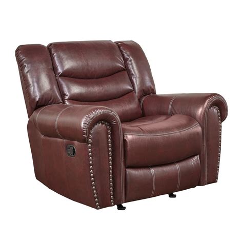 Nailhead Bonded Leather Rocker Recliner Chair $449.00 OAK 65503-10 ...