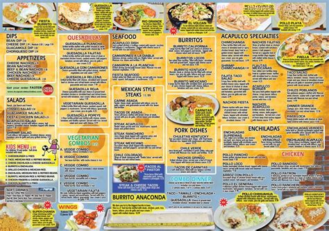 Menu at Acapulco Mexican Grill restaurant, Madisonville