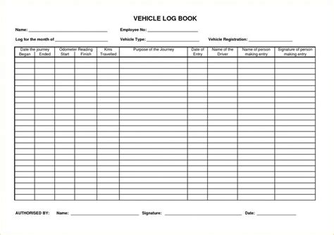 Printable Vehicle Log Book Template - Printable Word Searches