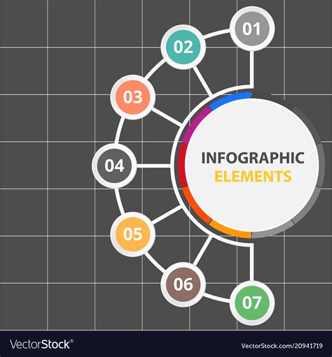 Half circle infographic elements with seven option