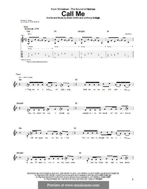 Call Me (Shinedown) by T. Battaglia, B. Smith - sheet music on MusicaNeo