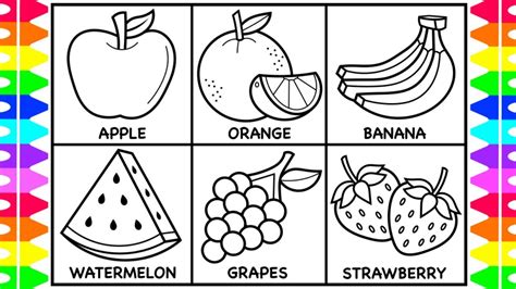 How to Draw Fruit for Kids 🍏🍊🍌🍉🍇🍓Fruit Drawings for Kids ...