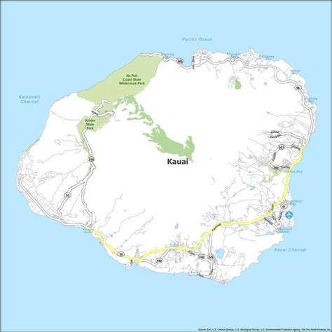 Kauai Island Map, Hawaii - GIS Geography