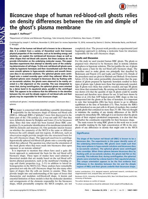 (PDF) Biconcave shape of human red-blood-cell ghosts relies on density ...