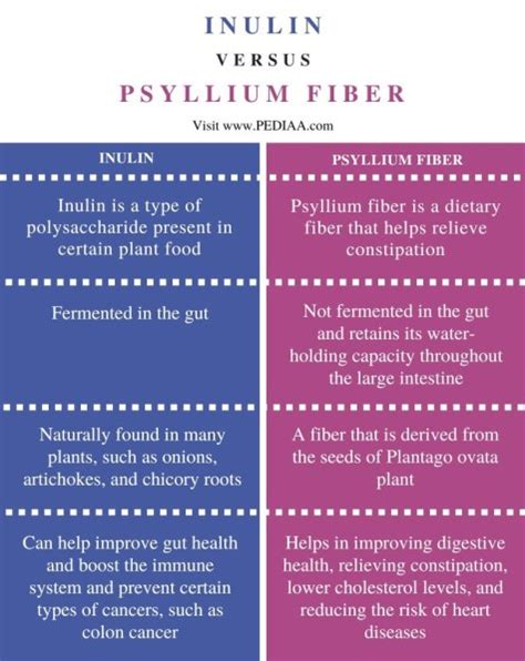 What is the Difference Between Inulin and Psyllium Fiber - Pediaa.Com