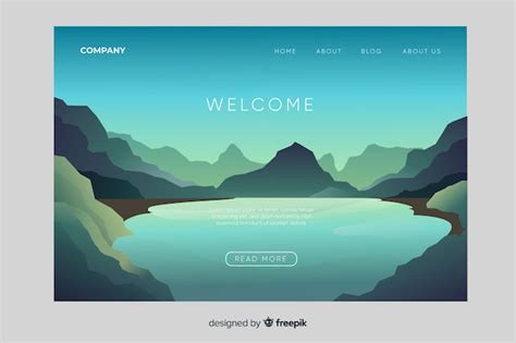 Premium Vector | Welcome landing page template with landscape