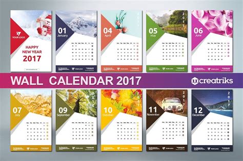 Wall Calendar 2017 - v009 | Wall calendar, Wall calendar design ...