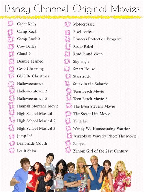 Disney Channel Original Movies Checklist | Movies to watch, Disney ...