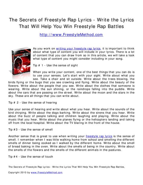 The Secrets of Freestyle Rap Lyrics - Write the Lyrics That Will Help ...