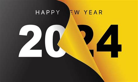 Happy New Year 2024 greeting card design template. End of 2023 and ...