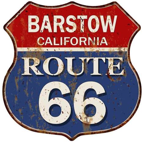 BARSTOW, CALIFORNIA Route 66 Shield Metal Sign Man Cave Garage ...