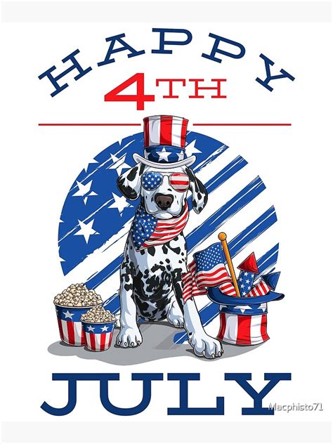 "Dalmatian USA America Flag July 4th Independence Day" Posterundefined ...