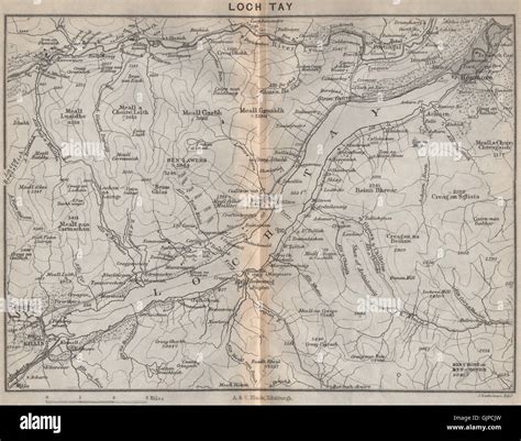 Loch Tay. Scotland, 1886 antique map Stock Photo - Alamy