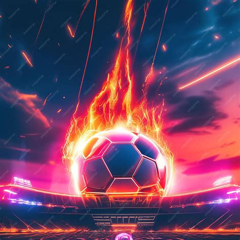 Premium AI Image | Soccer ball on fire against the background of the ...