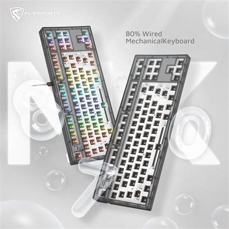 FL ESPORTS MK870 CMMK 87 Keys RGB Modular Mechanical Keyboard, 80% TKL ...