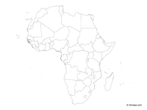 Outline Map of Africa with Countries | Free Vector Maps