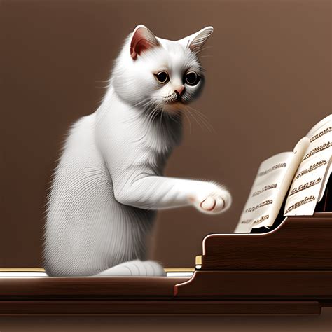 Adorable Cat Playing Piano · Creative Fabrica