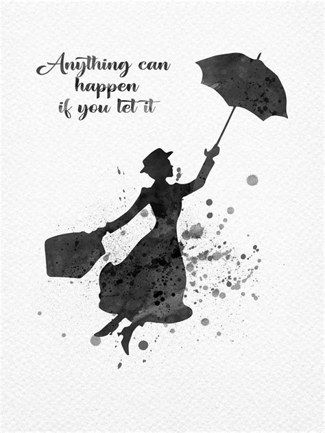 Mary Poppins and quote bw Digital Art by Mihaela Pater | Pixels