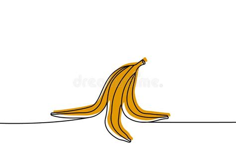 Banana Peel One Line Colored Continuous Drawing. Peel of Banana ...