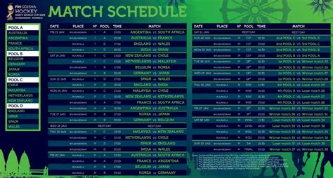 Men's Hockey World Cup 2023 Schedule PDF Download