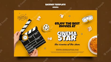 Premium PSD | Flat design banner card cinema inspired template