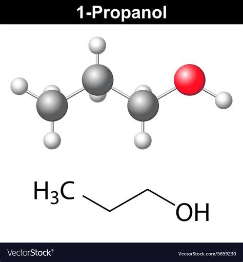 Propanol - 1-propanol molecule Royalty Free Vector Image