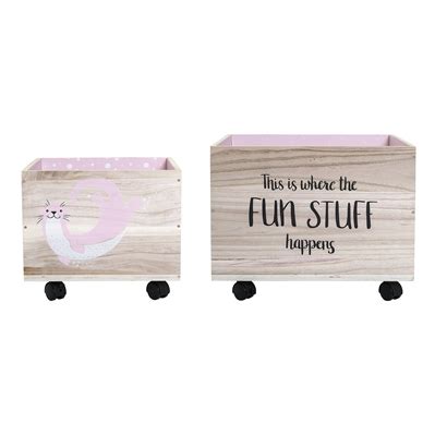 Bloomingville Mini Wooden Storage Box on Wheels Sea Creature Pink ...