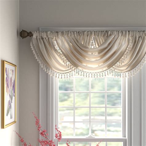 Lark Manor Apamea Faux Silk Waterfall Embellished 38'' W Window Valance ...