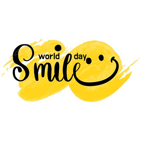 World Smile Day Vector PNG Images, World Smile Day Font Yellow Smiley ...