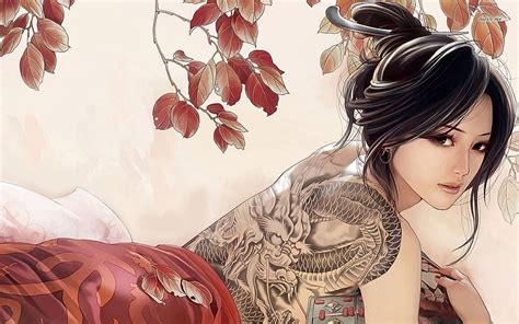 Beautiful Tattoo Girls Art Anime . Best, Anime Japanese Art HD ...