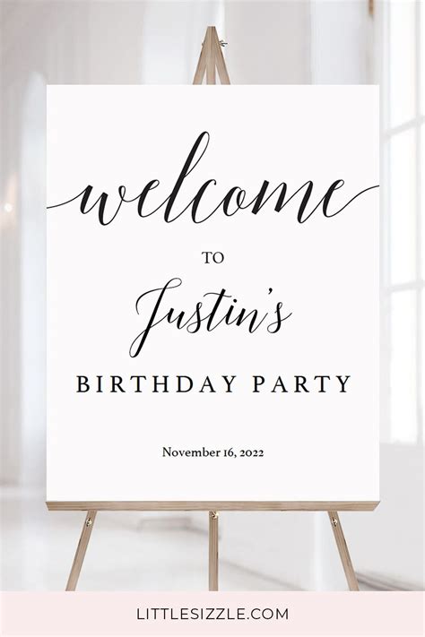 Calligraphy Birthday Welcome Sign | Editable PDF Template | Diy 30th ...