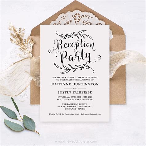 Wedding Reception Party Invitation Template Rustic Wedding - Etsy