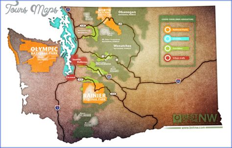 Washington Hiking Trails Map - ToursMaps.com