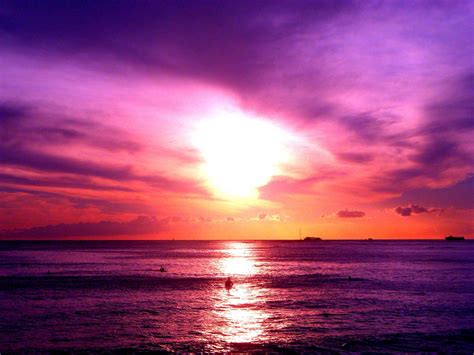 Purple Ocean Sunset, Oahu Hawaii - Hawaii Pictures