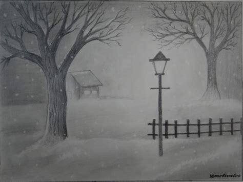 Winter Scene Sketch at PaintingValley.com | Explore collection of ...