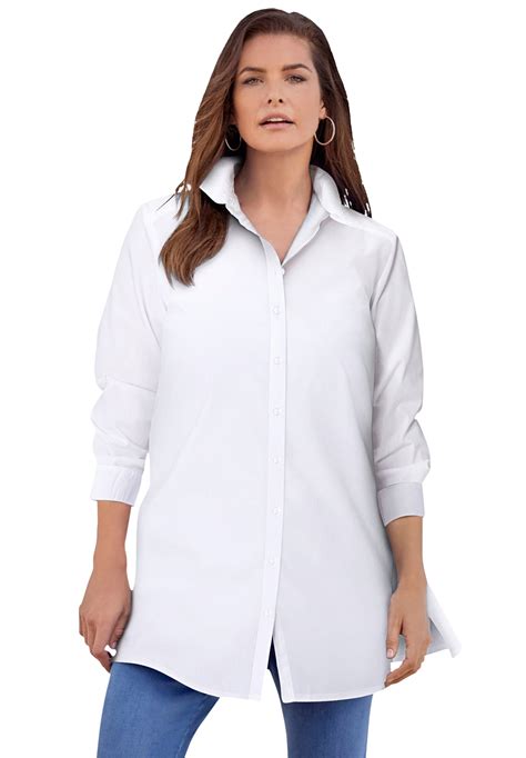 Roaman's - Roaman's Women's Plus Size Kate Tunic Big Shirt Button Down ...