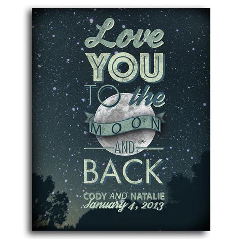 Love you to the moon - personalized romantic gift and quote - Personal ...