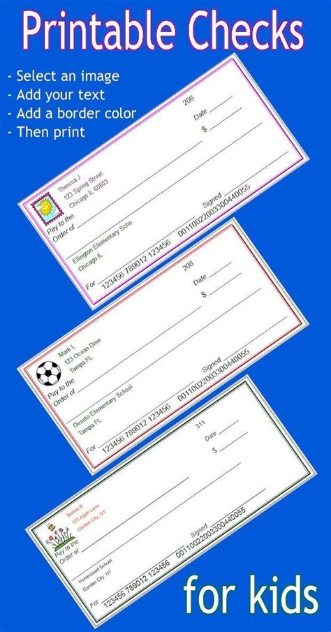 Printable Checks for Students - Customize and Print | Consumer math ...