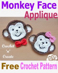 Monkey Face Appliqué Free Crochet Pattern - Crochet 'n' Create