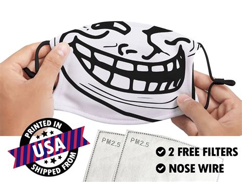 Meme Face Mask / Troll Face Mask / Funny Meme Mask / Laughing | Etsy