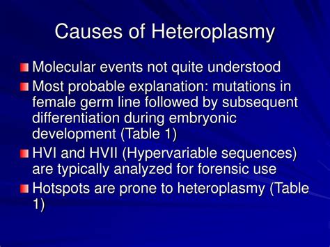 PPT - Heteroplasmy and Forensic Mitochondrial DNA Testing PowerPoint ...