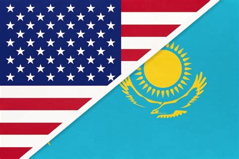 Premium Photo | Usa vs republic of kazakhstan national flag from ...