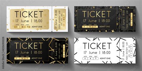 Vecteur Stock Admission ticket template set. Creative entrance ticket ...